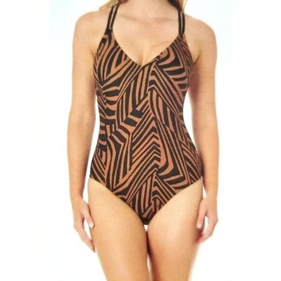 NWT Hurley Ladies' Athletic Sport One Piece Swimsuit, Abstract Print S - Picture 1 of 5